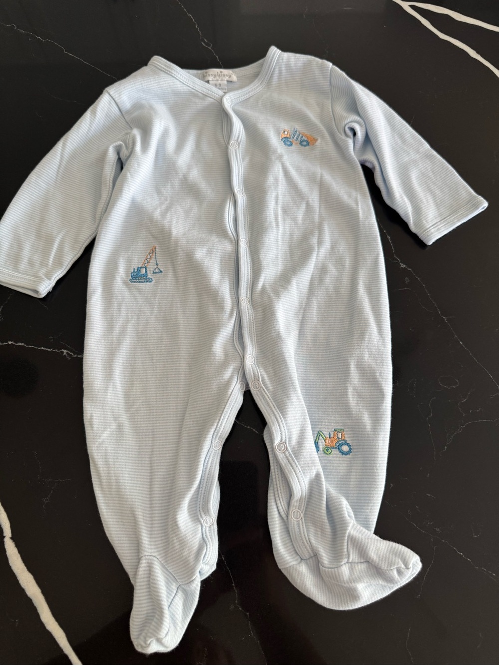 Kissy Kissy Light Blue Footed One-Piece with Construction Motifs